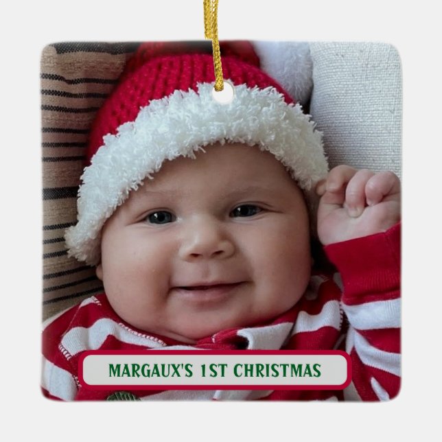 1. Weihnachtszweiseitiges Foto Keramikornament (Vorderseite)