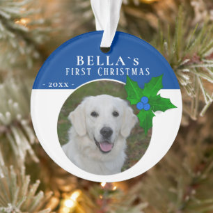 1. Welpenweihnachtsfest Holly Berry Dog Foto Ornament