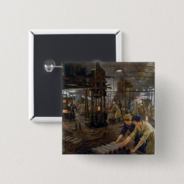 1. Weltkrieg 1918 Frauen in einer Munitionsfabrik Button (Vorne & Hinten)