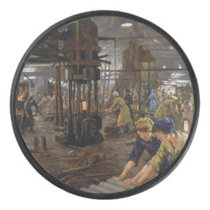 1. Weltkrieg 1918 Frauen in einer Munitionsfabrik Eishockey Puck