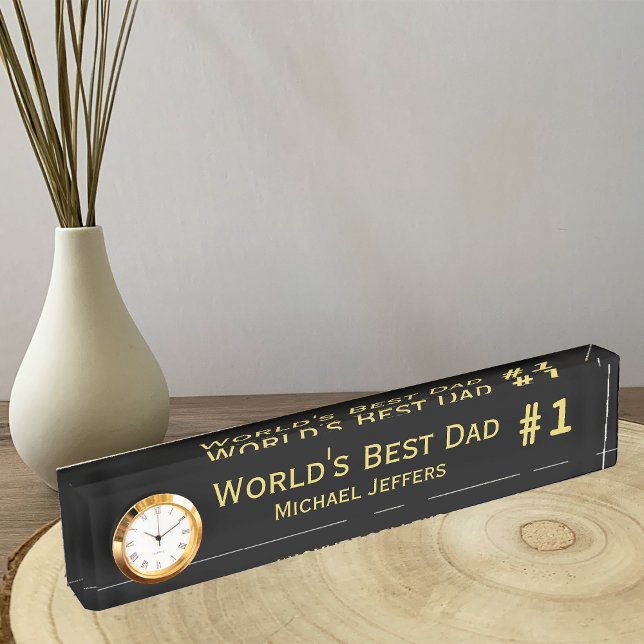 #1 Weltlds Best Vater Desk Name Plate with Clock Namensplakette (Von Creator hochgeladen)