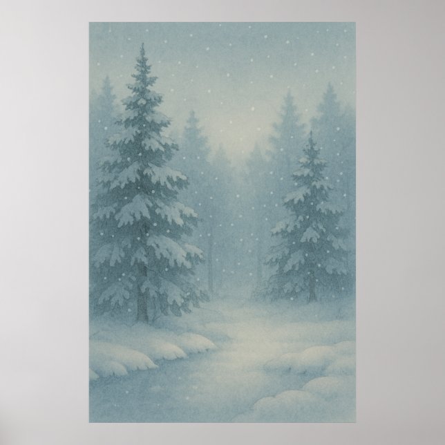 1. Winter, Schneefall Silence, saisonale Printwerb Poster (Vorne)