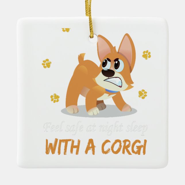 1 wütender Little Corgi wächst und zeigt seinen Te Keramikornament (Vorderseite)