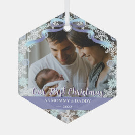 1. Xmas Neugeborene Eltern Soft Blue Tone Custom Ornament Aus Glas