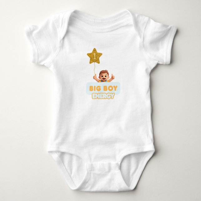 1 Year Big Boy Energy Baby One‑Piece Strampler (Vorderseite)