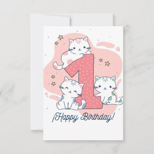 1 Year Old - Happy Birthday Einladung (Vorderseite)