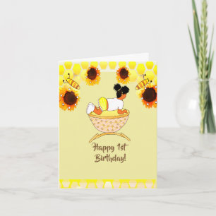 1 Yr. Old Sunflower Birthday Card Afrikanischer Am Karte