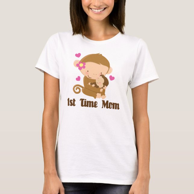 1. Zeit-Mama-Affe niedlich T-Shirt (Vorderseite)
