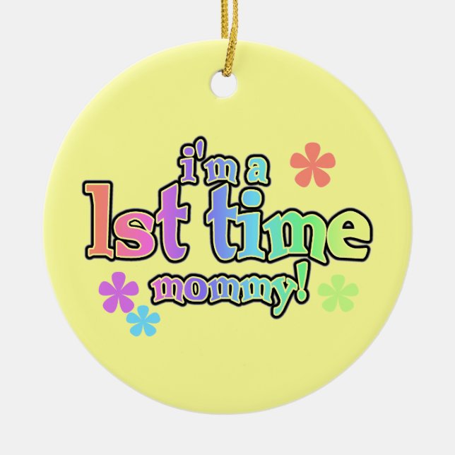 1. Zeit-Mama-Regenbogen-Text-Geschenke Keramik Ornament (Vorne)
