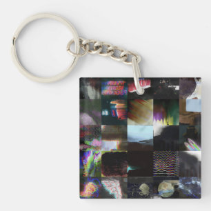 1FB1F9F4 Cyberpunk-Glitch-Art-Mosaik-Abstrakt Schlüsselanhänger