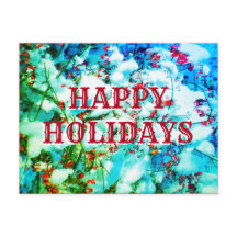 1HAPPY HOLIDAY BERRIES POSTCARD horizontal