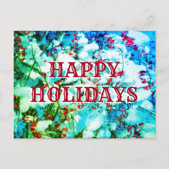 1HAPPY HOLIDAY BERRIES POSTCARD horizontal Postkarte (Vorderseite)