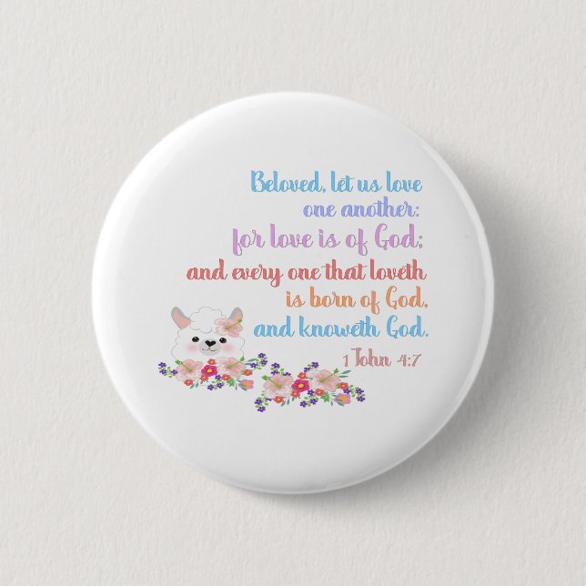 1Johannes 4,7 Bibelvers Button (Vorderseite)