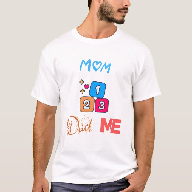 1Mama 2Vater 3Me I Liebe T-Shirt (Vorderseite)