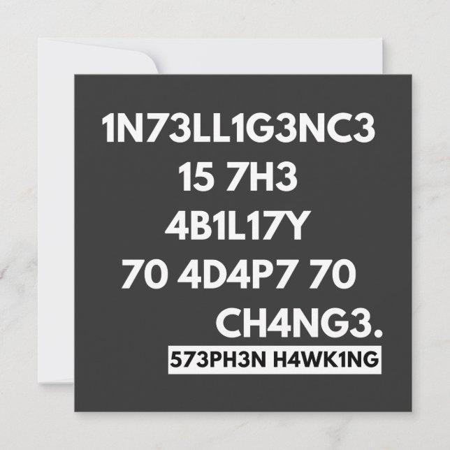 1N73LL1G3NC3 15 7H3 4B1L17Y 70 4D4P7 70 CH4NG3. EINLADUNG (Vorderseite)