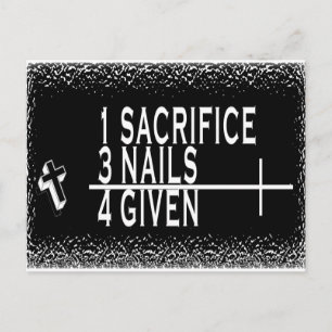 1SACRIFICE + 3 NAILS = 4 GEGEBEN CHRISTLICH JESUS POSTKARTE