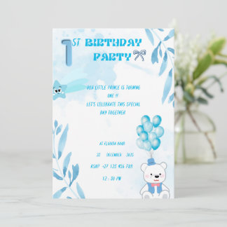 1st baby boy birthday invitation  einladung