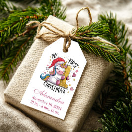 1st Baby Christmas Pink Gold Unicorn Geschenkanhänger