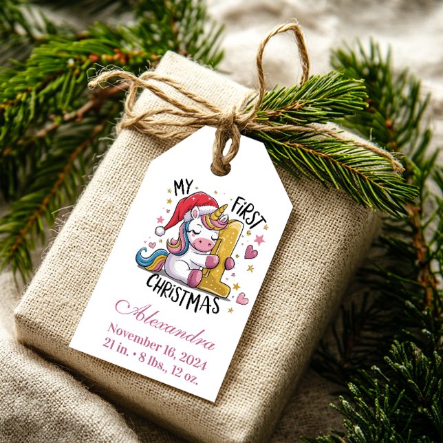 1st Baby Christmas  Pink Gold Unicorn Geschenkanhänger (Von Creator hochgeladen)