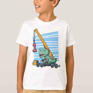 1st Birthday 1 year Mobile Crane Dinosaur T-Shirt