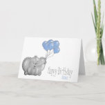 1st Birthday elephant with Balloon Karte<br><div class="desc">Personalised 1st birthday card,  with an elephant with blue ballons.

The name & the inside message can be customised. 
 
This cute and illustrated design is perfekt for a Big Gold,  wir haben ein Year Baby Boy's Birthday.</div>