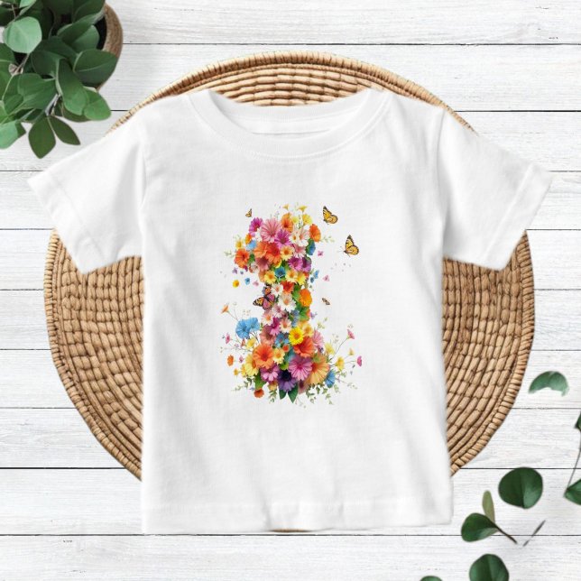 1st Birthday Floral Boho Baby Shirt - Modern Kids (Von Creator hochgeladen)