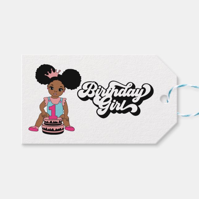 1st Birthday Girls Black Girl Magic Melanin Cake  Geschenkanhänger (Vorderseite (Horizontal))