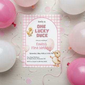 1st Birthday Invitation One Lucky Duck Theme Einladung