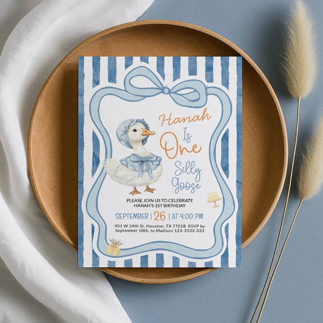 1st Birthday Invitation, Silly Goose Birthday  Einladung (Von Creator hochgeladen)