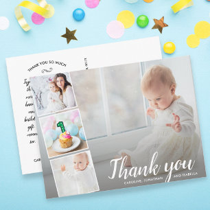 1st Birthday, or Any Year, Thank You Photo Collage Postkarte