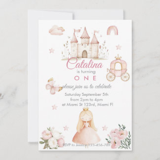 1st Birthday Princess Girl Invitation Einladung