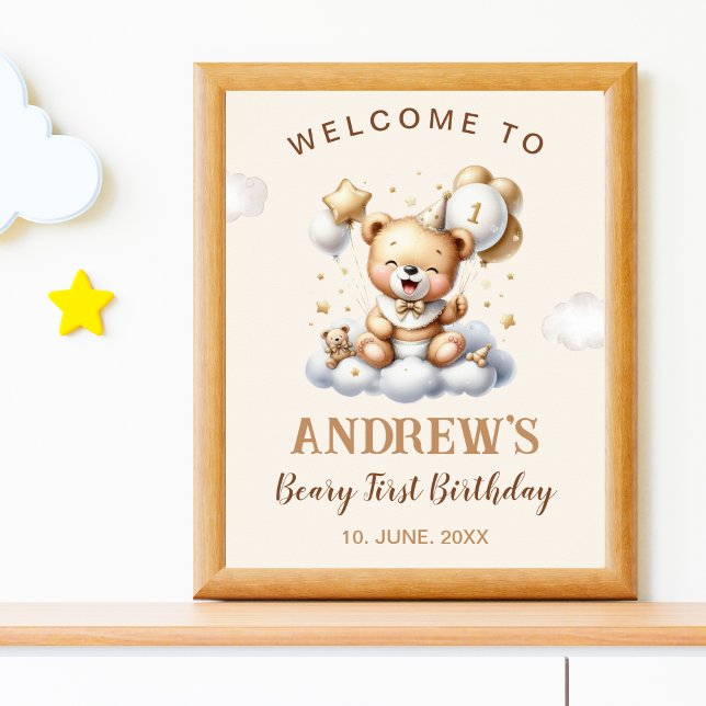 1st Birthday Teddy Bear Birthday Boy Poster (Von Creator hochgeladen)