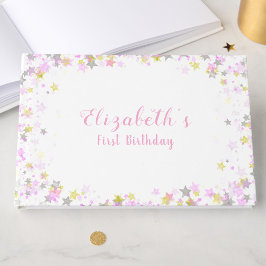 1st Birthday Twinkle Little Star Pink Gästebuch