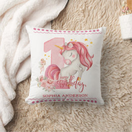 1st Birthday Unicorn Pink Little Girl Kissen
