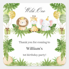 1st Birthday Wild One Safari Animals Party Sticker