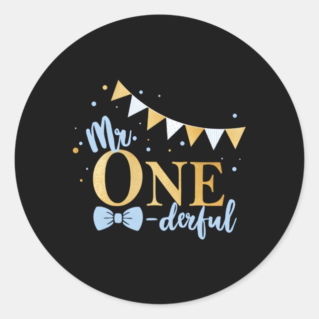 1St Blue-Gold Klein Mr. One-Derful Py Runder Aufkleber (Vorderseite)