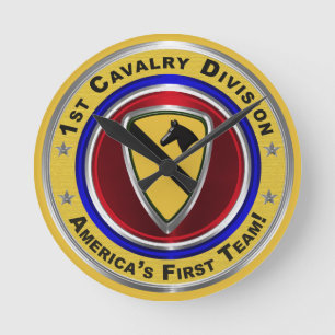 1st Cavalry Division Keepsake Runde Wanduhr