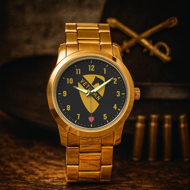 1st Cavalry Division Veteran Black Armbanduhr (1st Cavalry Division "First Team" Veteran Stainless Steel Wristwatch )