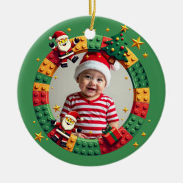 1st Christmas 2 sided Festive Builder green Keramik Ornament