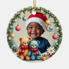 1st Christmas 2 sided, Teddy Tidings Keramik Ornament