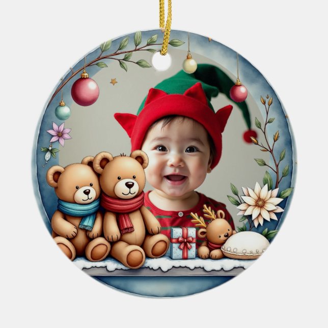 1st Christmas 2 sided, Tiny Toes & Tinsel Keramik Ornament (Vorne)