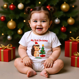 🎄1st Christmas, custom text, Prickle Me Festive Baby Strampler