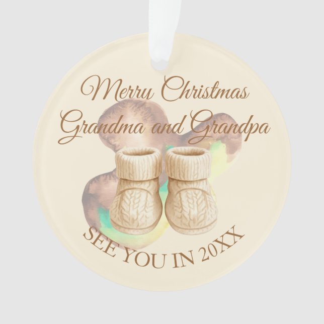 1st Christmas Grandma & Grandpa - Baby Booties Ornament (Vorderseite)