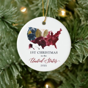 1st Christmas In The United States Personalized Keramik Ornament