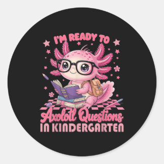 1st Day Of Kindergarten Axolotl Back to School Gir Runder Aufkleber