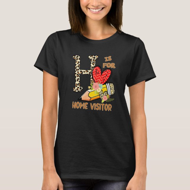 1st Day Of School Home Visitor Leopard Flowers Tea T-Shirt (Vorderseite)