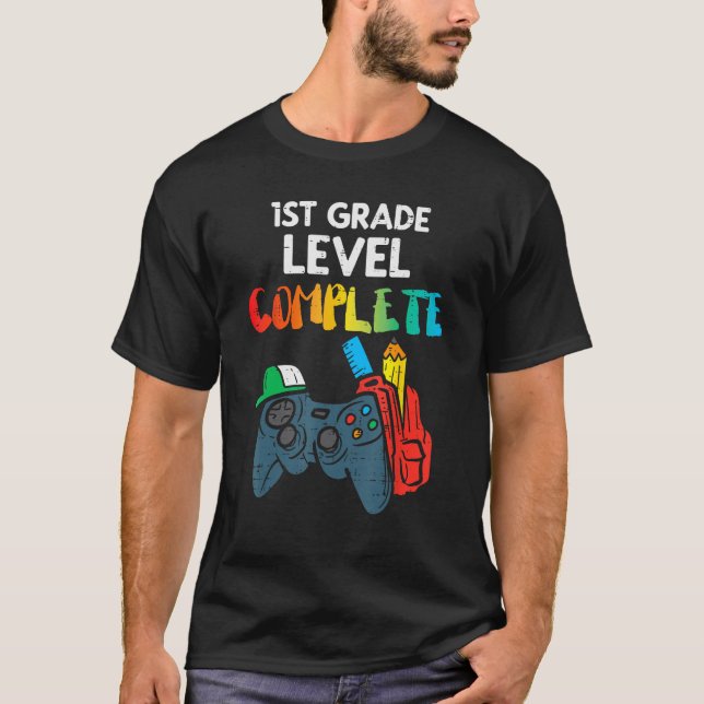 1st Grade Level Complete Gaming Boy Last Day Of Sc T-Shirt (Vorderseite)