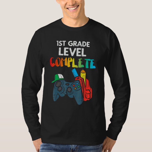1st Grade Level Complete Gaming Boy Last Day Of Sc T-Shirt (Vorderseite)