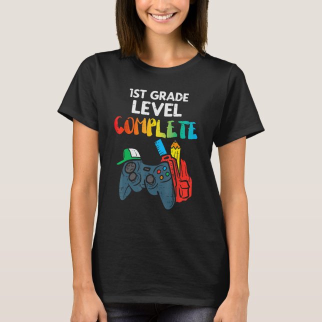 1st Grade Level Complete Gaming Boy Last Day Of Sc T-Shirt (Vorderseite)