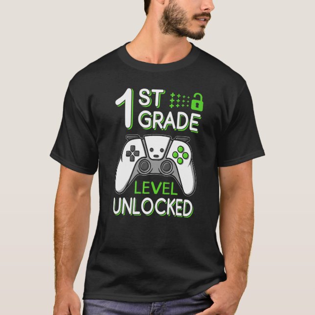 1st Grade Level Unlocked VideoGame Gamer Back to S T-Shirt (Vorderseite)
